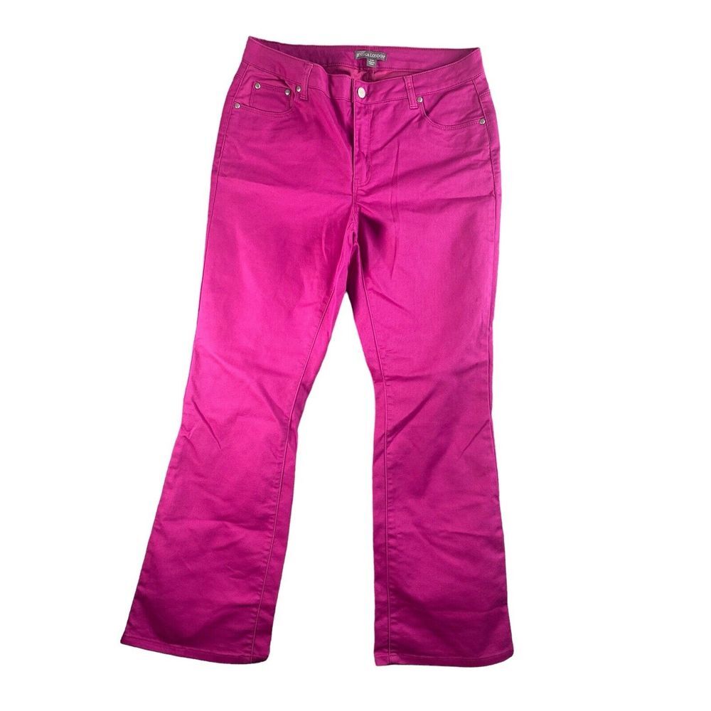 Jessica London Womens Bootcut Jeans in Magenta Pockets Size 12W